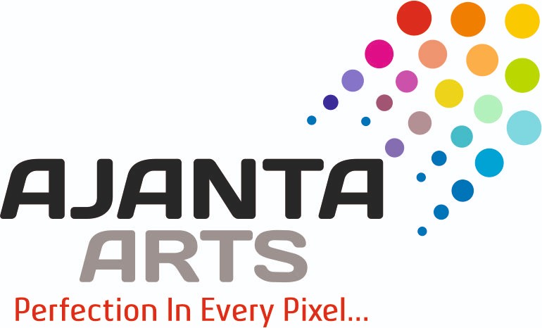 Ajanta Arts logo, with the line Perfection In Every Pixel